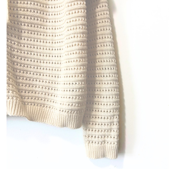 Rachel Zoe Open-Knit Zip Hoodie Cream Size L - Picture 4 of 7